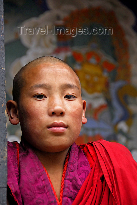 bhutan404: Bhutan, Paro, Young Monk in Paro Dzong - photo by J.Pemberton - (c) Travel-Images.com - Stock Photography agency - Image Bank