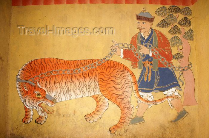 bhutan54: Bhutan - tiger - painting, inside the Trongsa Dzong - photo by A.Ferrari - (c) Travel-Images.com - Stock Photography agency - Image Bank