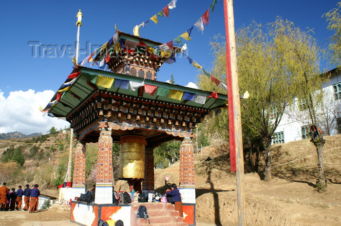 bhutan65: Bhutan - Paro: large prayer wheel in a school - photo by A.Ferrari - (c) Travel-Images.com - Stock Photography agency - Image Bank