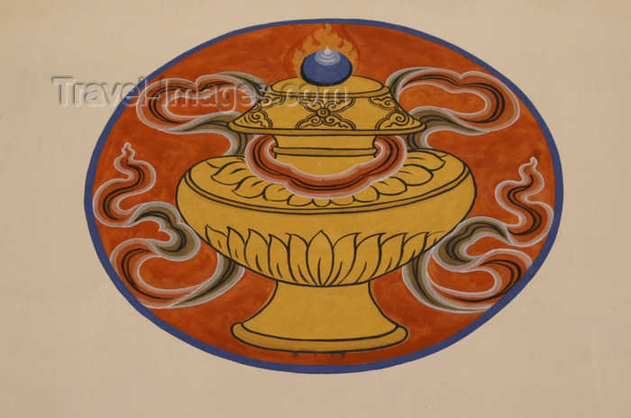 bhutan92: Bhutan - Paro: the Treasure Vase - symbolises the contents of the Buddhist doctrine - painting on the wall of a building - photo by A.Ferrari - (c) Travel-Images.com - Stock Photography agency - Image Bank