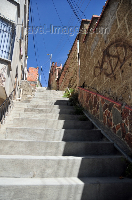 bolivia100: La Paz, Bolivia: stairs off Illimani avenue - photo by M.Torres - (c) Travel-Images.com - Stock Photography agency - Image Bank