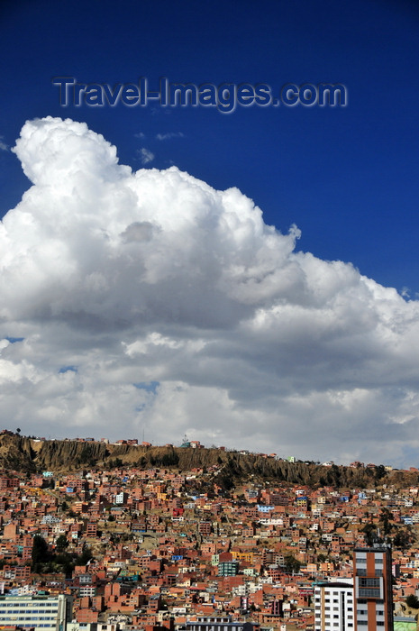 bolivia113: La Paz, Bolivia: south-western suburbs and El Alto - favelas, blue sky and white clouds - photo by M.Torres - (c) Travel-Images.com - Stock Photography agency - Image Bank