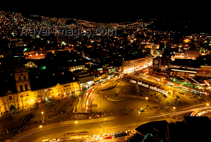 bolivia128: La Paz, Bolivia: night transforms the Prado and San Francisco Square into a magical world of glowing lights - photo by C.Lovell - (c) Travel-Images.com - Stock Photography agency - Image Bank