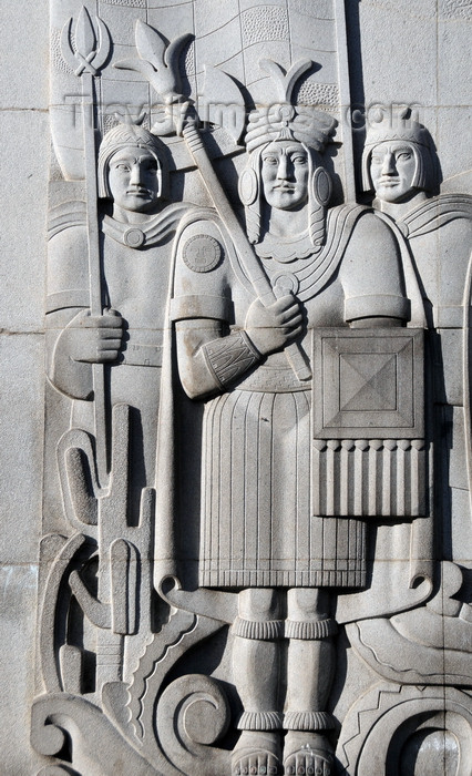 bolivia13: La Paz, Bolivia: Plaza Alonso de Mendoza - bas-relief at the Alonso de Mendoza monument - Indian dignitary - photo by M.Torres - (c) Travel-Images.com - Stock Photography agency - Image Bank