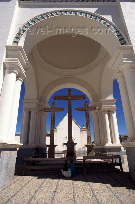 bolivia155: Copacabana, Manco Kapac Province, La Paz Department, Bolivia: crosses in the courtyard of the Basilica of Our Lady of Copacabana - photo by C.Lovell - (c) Travel-Images.com - Stock Photography agency - Image Bank