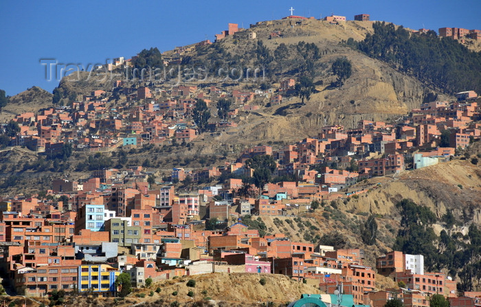 bolivia43: La Paz, Bolivia: northern suburbs and the woods of the Bosquecillo area - hill top cross - photo by M.Torres - (c) Travel-Images.com - Stock Photography agency - Image Bank