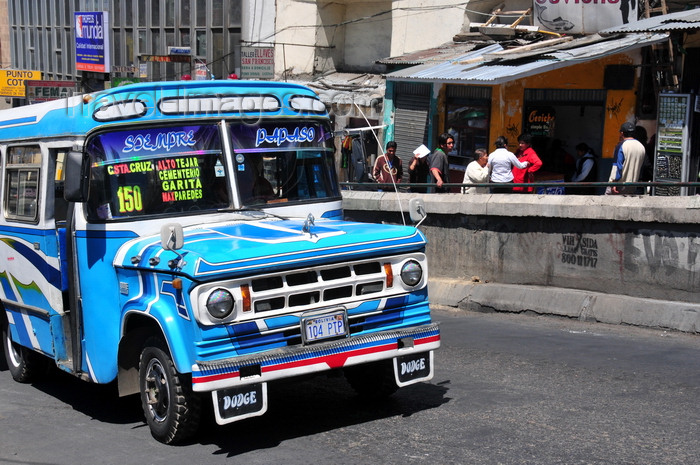 bolivia54: La Paz, Bolivia: Dodge micro-bus going along Calle Figueroa, near Porciuncula retirement home - photo by M.Torres - (c) Travel-Images.com - Stock Photography agency - Image Bank