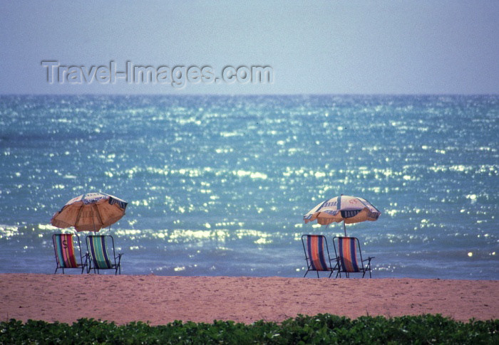 brazil108: Brazil / Brasil - Maceió  (Alagoas): the beach - late afternoon - chairs and parasols / a praia - fim de tarde - photo by F.Rigaud - (c) Travel-Images.com - Stock Photography agency - Image Bank