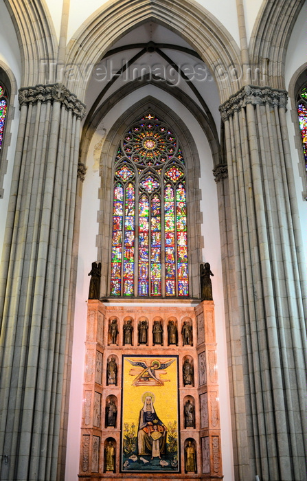 brazil140: São Paulo, Brazil: detail of the cathedral's transept with lancet window and mosaic displaying St Anne and Mary - Praça da Sé - Neo-Gothic style, designed in 1912 by the German architect Maximillian Hehl -  São Paulo See Metropolitan Cathedral - photo by M.Torres - (c) Travel-Images.com - Stock Photography agency - Image Bank