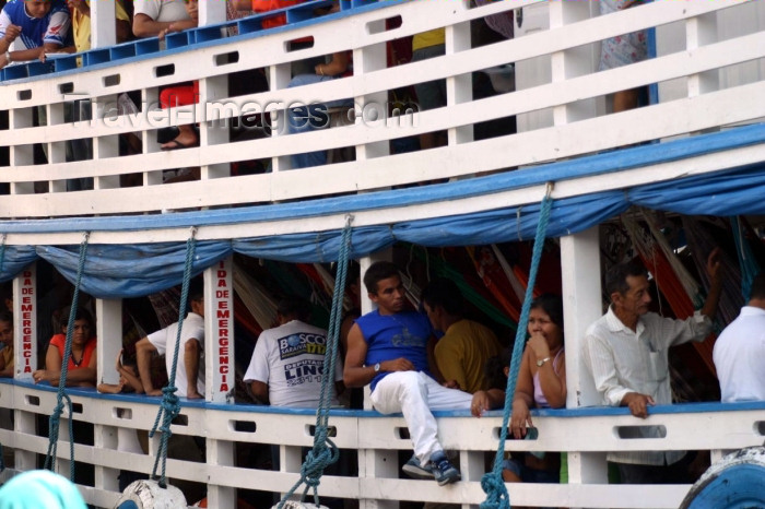 brazil175: Brazil / Brasil - Manaus: ferry passengers / passageiros na amurada  (photo by N.Cabana) - (c) Travel-Images.com - Stock Photography agency - Image Bank