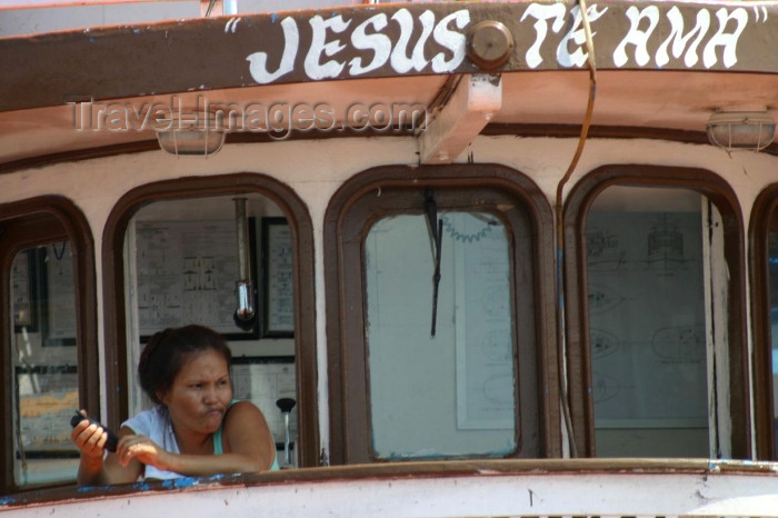 brazil176: Brazil / Brasil - Manaus: Jesus loves you - protection for a ferry / Jesus te Ama (photo by N.Cabana) - (c) Travel-Images.com - Stock Photography agency - Image Bank