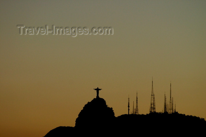 brazil191: Brazil / Brasil - Rio de Janeiro: Corcovado - Jesus and the antennas - silhouette - photo by N.Cabana - (c) Travel-Images.com - Stock Photography agency - Image Bank