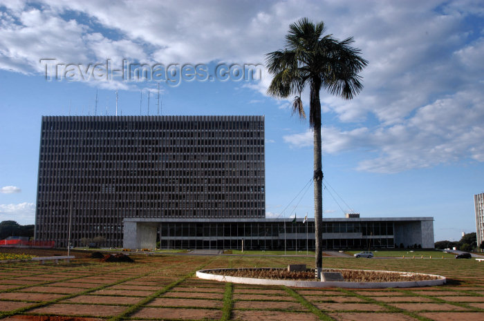 brazil327: Brazil / Brasil - Brasilia: Brasilia: Buriti Palace, Buriti quare / Governo do Distrito Federal - Gabinete do Governador - Praça Buriti - Eixo Monumental - Projeto do arquiteto Mauro Jorge Esteves - palmeira Buriti - photo by M.Alves - (c) Travel-Images.com - Stock Photography agency - Image Bank