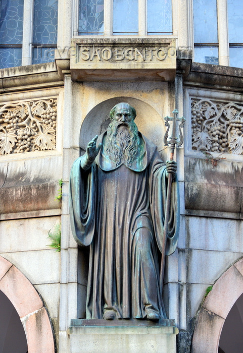 brazil489: São Paulo, Brazil: 1912 image of St. Benedict on the facade of the abbey at the Monastery of St. Benedict / Mosteiro de São Bento - Romanesque Revival architecture, architect Richard Berndl - photo by M.Torres - (c) Travel-Images.com - Stock Photography agency - Image Bank