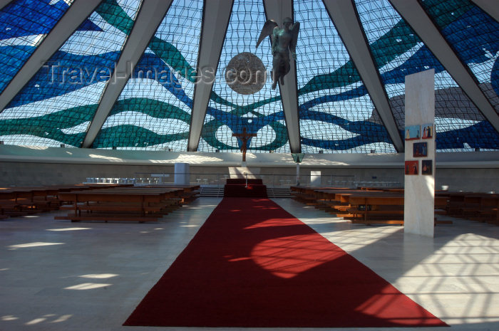 brazil86: Brazil / Brasil - Brasilia / BSB (DF): the Cathedral - stained glass roof by Marianne Peretti - angels by Alfredo Ceschiatti - Catedral Metropolitana Nossa Senhora Aparecida - photo by M.Alves - (c) Travel-Images.com - Stock Photography agency - Image Bank