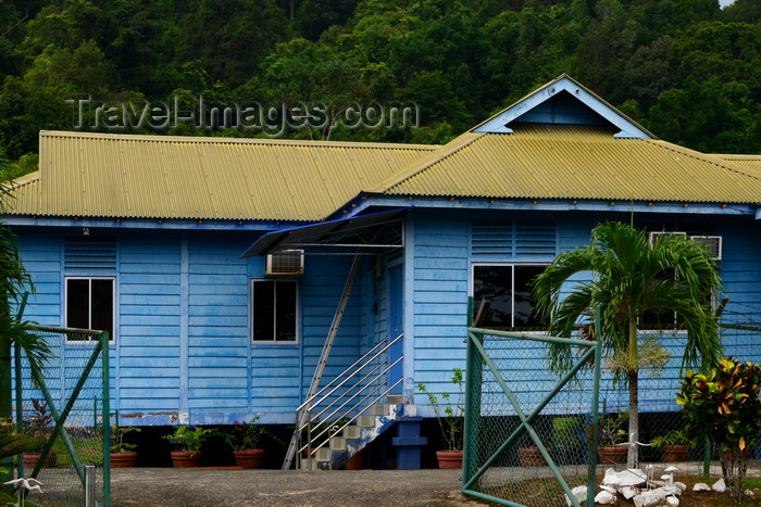 brunei114: Bangar, Temburong District, Brunei Darussalam: blue wooden house and forest - photo by M.Torres - (c) Travel-Images.com - Stock Photography agency - Image Bank