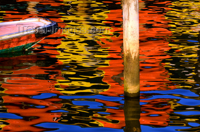 brunei145: Bandar Seri Begawan, Brunei Darussalam: boat and abstract water reflection at Kampong Pg Tajuddin Hitam water village - photo by M.Torres - (c) Travel-Images.com - Stock Photography agency - Image Bank
