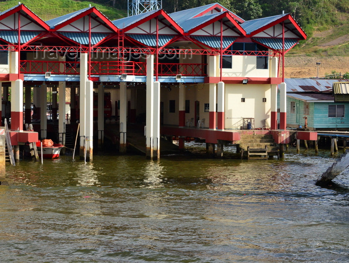 brunei89: Bandar Seri Begawan, Brunei Darussalam: a Fire Station wih boats, for a village on stilts - Kampong Sungai Kebun water village - photo by M.Torres - (c) Travel-Images.com - Stock Photography agency - Image Bank