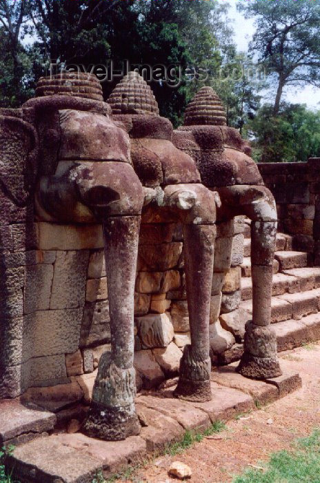 cambodia32: Angkor, Cambodia / Cambodge: Phimeankas - terrace of the elephants - Angkor Thom - photo by Miguel Torres - (c) Travel-Images.com - Stock Photography agency - Image Bank