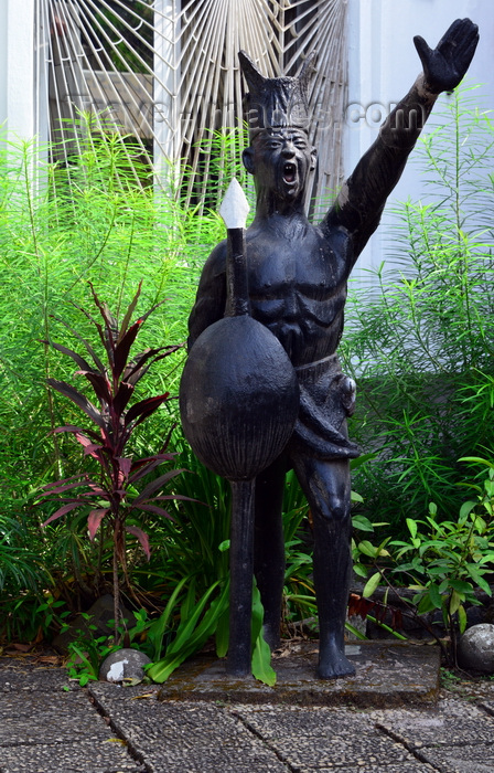cameroon44: Cameroon, Douala: black warrior saluting - sculpture at the Mukanda Palace, Château Mukanda, the Sultan's palace - photo by M.Torres - (c) Travel-Images.com - Stock Photography agency - Image Bank