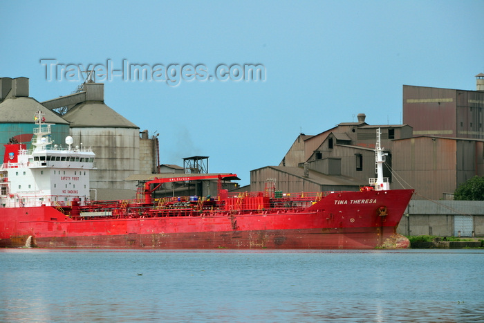 cameroon57: Cameroon, Douala: harbor scene - ship and port installations - silos and warehouses - Tina Theresa - Ports Authority Douala - photo by M.Torres - (c) Travel-Images.com - Stock Photography agency - Image Bank