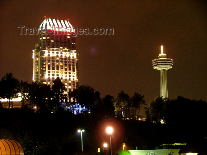 canada276: Niagara Falls, Ontario, Canada / Kanada: Niagara Fallsview Casino Resort and Skylon tower - nocturnal skyline - photo by R.Grove - (c) Travel-Images.com - Stock Photography agency - Image Bank