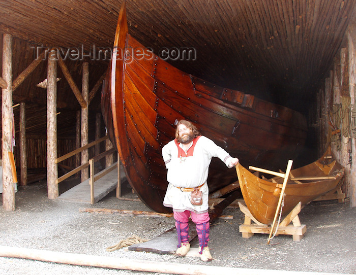 canada332: Canada / Kanada - Anse-aux-Meadows - Great Northern Peninsula, Newfoundland: a Viking and his ship - photo by B.Cloutier - (c) Travel-Images.com - Stock Photography agency - Image Bank