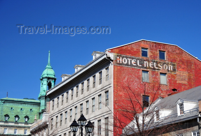 canada579: Montreal, Quebec, Canada: Hotel Nelson / Auberge de l’Amical and the tower of the City Hall - Place Jacques-Cartier - Vieux-Montréal - photo by M.Torres - (c) Travel-Images.com - Stock Photography agency - Image Bank