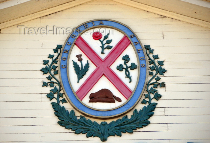 canada602: Montreal, Quebec, Canada: Marché Bonsecours - coat of arms of Montreal - Concordia Salus, 'well-being through harmony' - Rue Saint-Paul - Vieux-Montréal - photo by M.Torres - (c) Travel-Images.com - Stock Photography agency - Image Bank