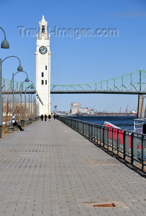 canada619: Montreal, Quebec, Canada: promenade and Clock tower, built in 1922 to honour the mariners who perished at sea during the First World War - waterfront of the St. Lawrence River and Jacques Cartier bridge - Vieux-Port - photo by M.Torres - (c) Travel-Images.com - Stock Photography agency - Image Bank