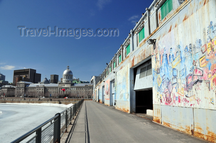 canada621: Montreal, Quebec, Canada: Hangar numéro 16 - graffiti and Bonsecours Market - Quai de l'Horloge - Vieux-Port - photo by M.Torres - (c) Travel-Images.com - Stock Photography agency - Image Bank