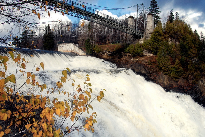 canada641: outside Quebec City, Quebec: Montmorancy Falls and suspension bridge - the Montmorency Riverd drops into the Saint Lawrence River - photo by B.Cain - (c) Travel-Images.com - Stock Photography agency - Image Bank