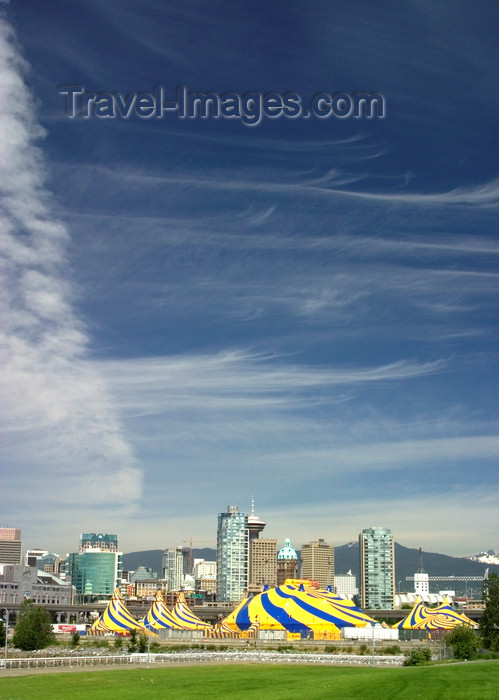 canada670: Vancouver, BC, Canada: Cirque du Soliel tents - Vancouver skyline and clouds - photo by D.Smith - (c) Travel-Images.com - Stock Photography agency - Image Bank