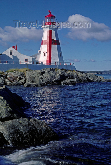 canada749: Campobello Island, New Brunswick, Canada: East Quoddy Head Lighthouse, situated on a rocky outcropping, is distinctive with its crisp white and red exterior - photo by C.Lovell - (c) Travel-Images.com - Stock Photography agency - Image Bank