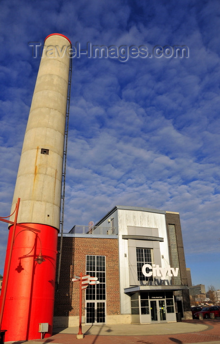 canada757: Winnipeg, Manitoba, Canada: City TV and an old smoke stack - CHMI Studio - Forks Market Road - former Canadian National Railway Power House - the Forks - photo by M.Torres - (c) Travel-Images.com - Stock Photography agency - Image Bank