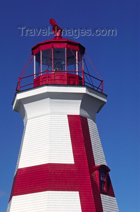 canada812: Campobello Island, New Brunswick, Canada: the wooden tower of East Quoddy Head Lighthouse is marked with a large red cross - Passamaquoddy Bay - photo by C.Lovell - (c) Travel-Images.com - Stock Photography agency - Image Bank