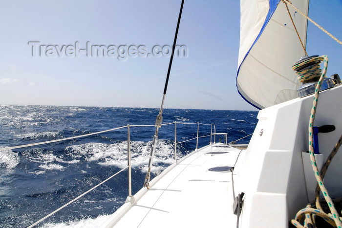 capeverde60: Fogo island - Cape Verde / Cabo Verde: catamaran sailing in Cape Verde waters - photo by E.Petitalot - (c) Travel-Images.com - Stock Photography agency - Image Bank