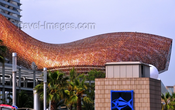 catalon105: Barcelona, Catalonia: El Peix d'Or, architectural structure by Frank Gehry (Frank Goldberg),  beach promenade by the Olympic Marina - photo by M.Torres - (c) Travel-Images.com - Stock Photography agency - Image Bank