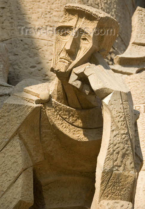 catalon146: Barcelona, Catalonia: sad face - sculptor Josep Maria Subirachs - Temple Expiatori de la Sagrada Familia - Passion façade - photo by B.Henry - (c) Travel-Images.com - Stock Photography agency - Image Bank