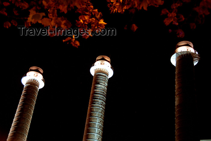 catalon154: Barcelona, Catalonia: three chimneys at night - photo by T.Marshall - (c) Travel-Images.com - Stock Photography agency - Image Bank