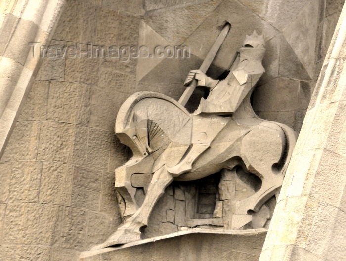 catalon192: Barcelona, Catalonia: Gaudí's Sagrada Familia cathedral - Passion façade - Longinus, the soldier who speared Jesus, but became Christian - photo by M.Torres - (c) Travel-Images.com - Stock Photography agency - Image Bank