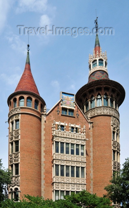 catalon201: Barcelona, Catalonia: Casa Terrades aka Casa de les Punxes - architect Josep Puig i Cadafalch, Catalan Modernism, 1905 - Eixample area - photo by M.Torres - (c) Travel-Images.com - Stock Photography agency - Image Bank