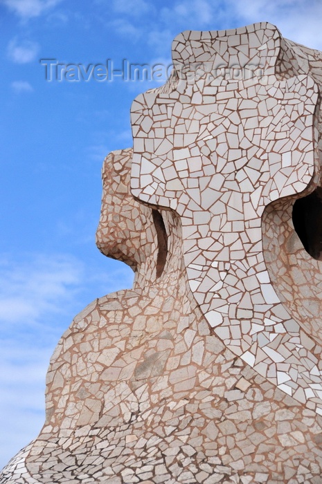 catalon208: Barcelona, Catalonia: access tower covered in tile shards, roof of Casa Milà, La Pedrera, by Gaudi - UNESCO World Heritage Site - photo by M.Torres - (c) Travel-Images.com - Stock Photography agency - Image Bank