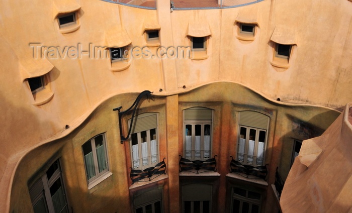 catalon215: Barcelona, Catalonia: attic windows of Casa Milà, La Pedrera, by Gaudi - UNESCO World Heritage Site - photo by M.Torres - (c) Travel-Images.com - Stock Photography agency - Image Bank