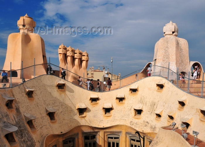 catalon219: Barcelona, Catalonia: roof skyline of Casa Milà, La Pedrera, by Gaudi - UNESCO World Heritage Site - photo by M.Torres - (c) Travel-Images.com - Stock Photography agency - Image Bank