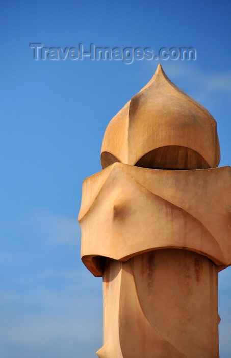 catalon222: Barcelona, Catalonia: soldier-like chimney of Casa Milà, La Pedrera, by Gaudi - UNESCO World Heritage Site - photo by M.Torres - (c) Travel-Images.com - Stock Photography agency - Image Bank