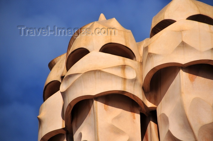 catalon223: Barcelona, Catalonia: set of chimneys of Casa Milà, La Pedrera, by Gaudi - UNESCO World Heritage Site - photo by M.Torres - (c) Travel-Images.com - Stock Photography agency - Image Bank