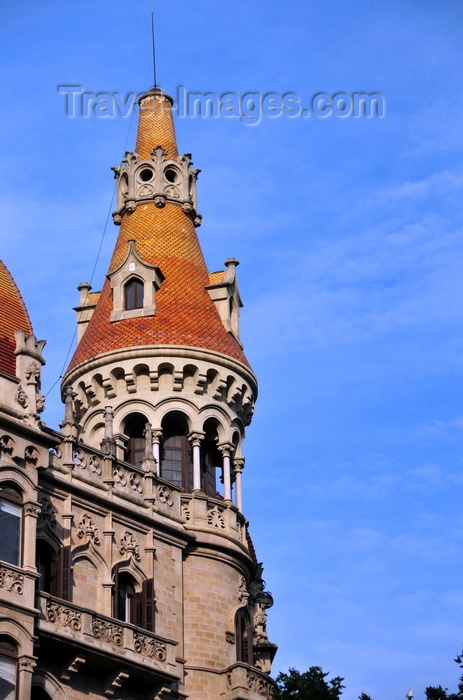 catalon238: Barcelona, Catalonia: tower at Cases Rocamora building (1917), architects Joaquim and Bonaventura Bassegoda i Amigó - Passeig de Gràcia - Eixample district - photo by M.Torres - (c) Travel-Images.com - Stock Photography agency - Image Bank