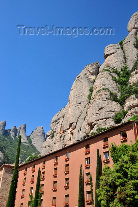 catalon49: Montserrat, Catalonia: Buildings under the scarp at Santa Maria de Montserrat Benedictine abbey - photo by M.Torres - (c) Travel-Images.com - Stock Photography agency - Image Bank