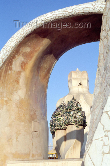 catalon84: Catalonia - Barcelona: roof of Casa Milá - tile fragments - photo by M.Bergsma - (c) Travel-Images.com - Stock Photography agency - Image Bank